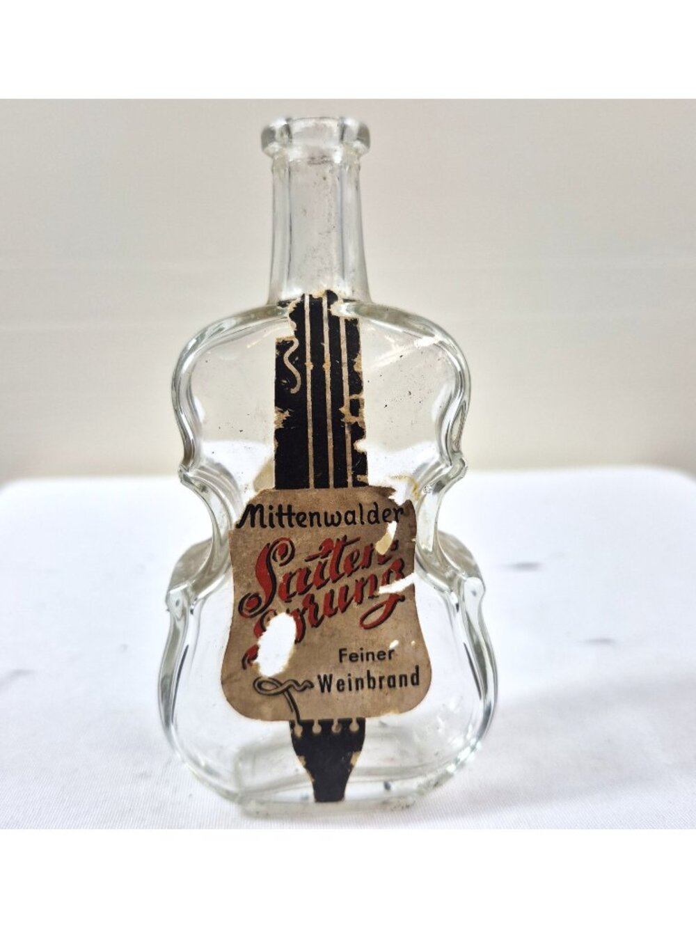 Mittenwalder Saiten Sprung Violin-Shaped Glass Bottle Feiner Weinbrand DGM 1930s